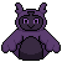 a purple owl opening their beak and flapping their wings.