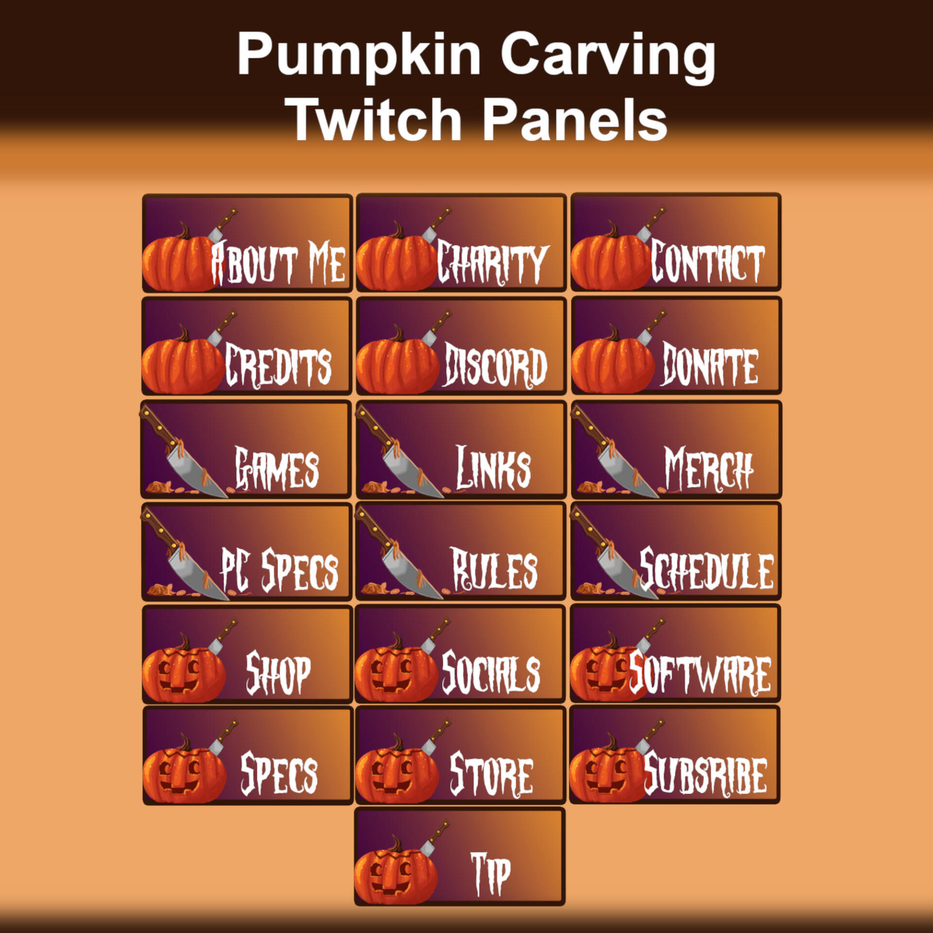 Pumpkin Carving Halloween Twitch Panels
